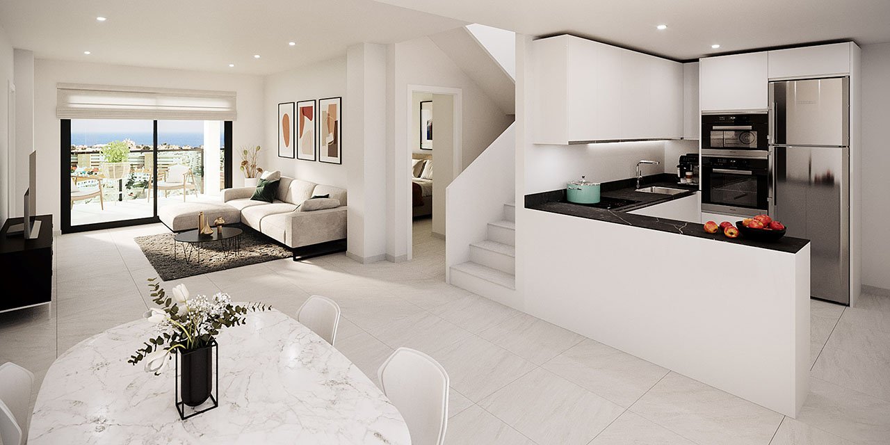 Penthouse-Wohnungen mit 3 Schlafzimmern, 2 Bädern, Vorinstallation Klimaanlage, Kfz-Stellplatz und Gemeinschaftspool nur 700 m vom Strand - 3