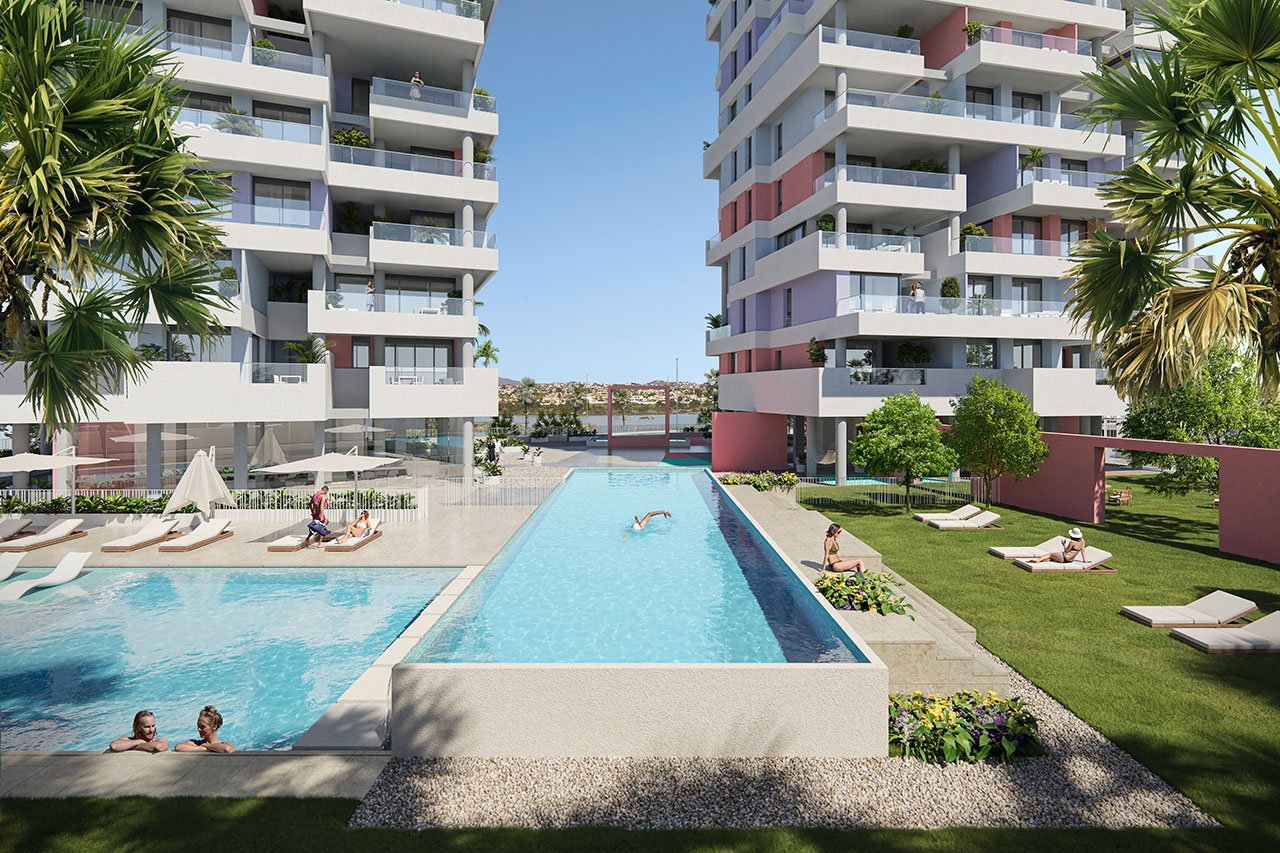 Fantastische Wohnungen mit 2 Schlafzimmern, 2 Badezimmern, Klimaanlage, Tiefgaragenstellplatz, Gemeinschaftspool und Meerblick - 3