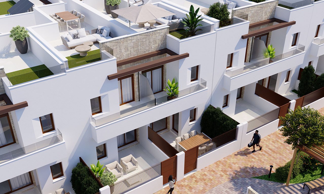 Reihenhäuser mit 3 Schlafzimmern, 3 Bädern, Dachterrasse, Einbauküchen mit Elektrogeräten, Kfz-Stellplatz und Gemeinschaftspool in einer Golfanlage - 2
