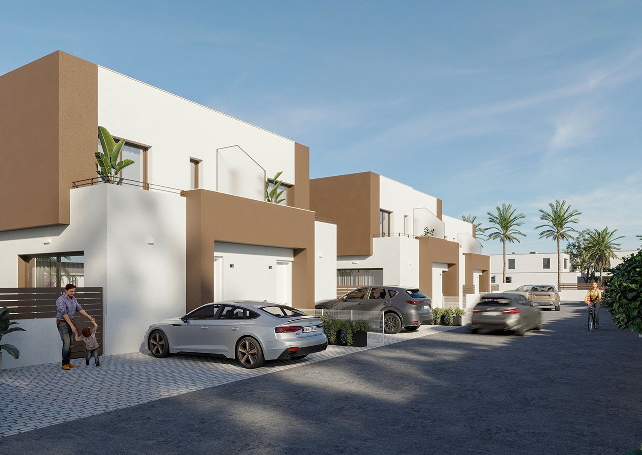 Moderne Doppelhaus-Villen mit 3 Schlafzimmern, 3 Bädern und Gemeinschaftspool nur 500 m vom kilometerlangen Sandstrand - 3
