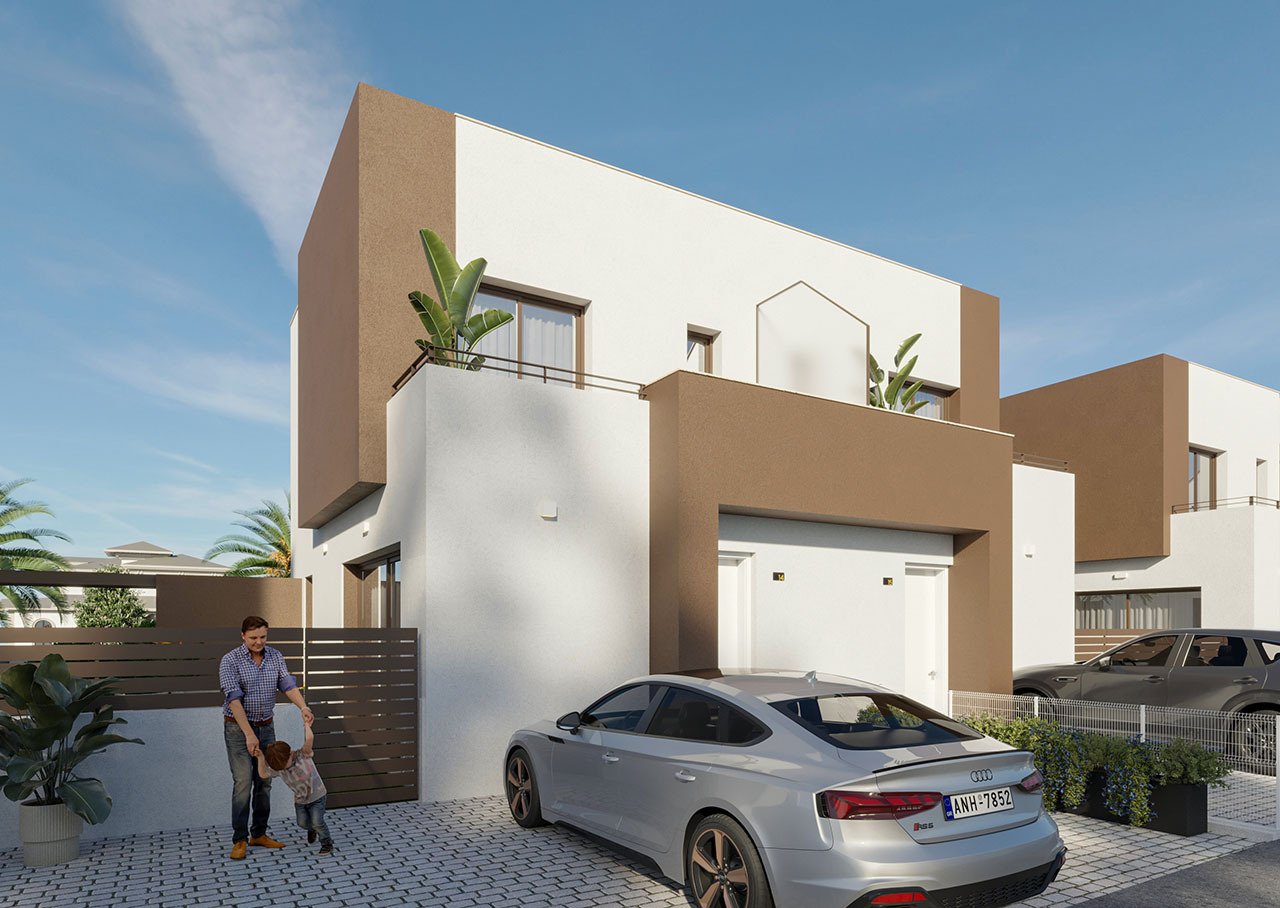 Moderne Doppelhaus-Villen mit 3 Schlafzimmern, 3 Bädern und Gemeinschaftspool nur 500 m vom kilometerlangen Sandstrand - 1