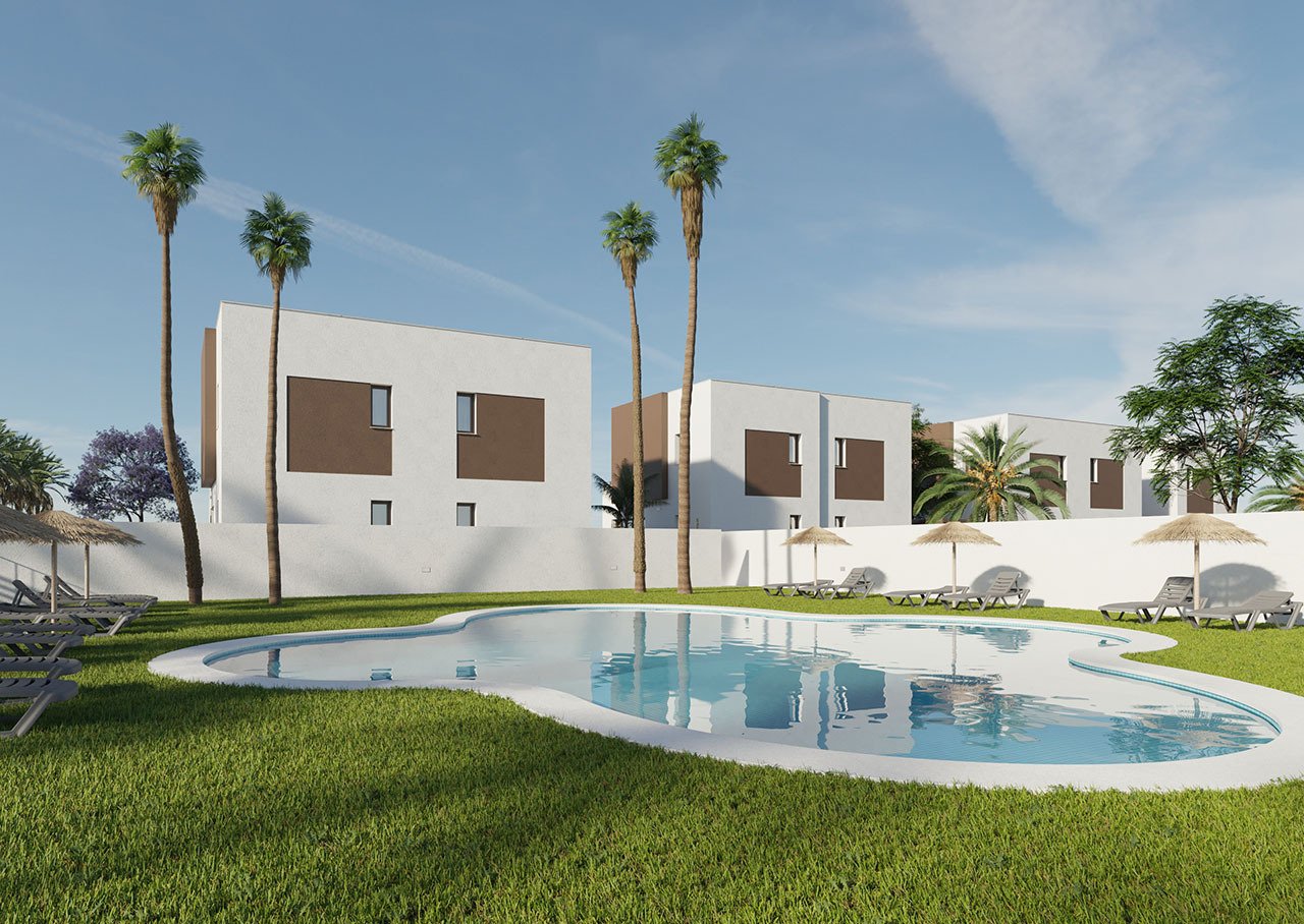 Moderne Doppelhaus-Villen mit 3 Schlafzimmern, 3 Bädern und Gemeinschaftspool nur 500 m vom kilometerlangen Sandstrand - 2