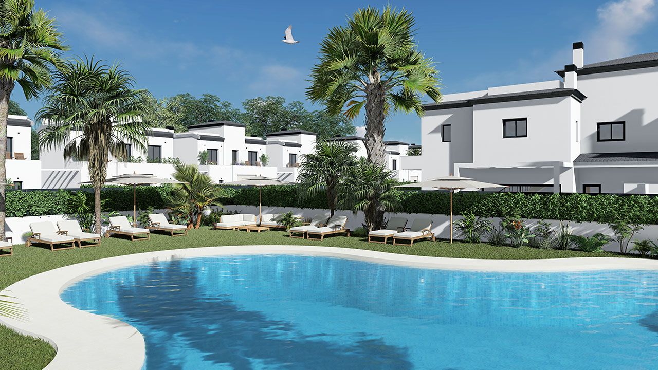 Moderne Doppelhaushälften mit 3 Schlafzimmern, 3 Bädern und Gemeinschaftspool nur 3 km vom Strand - 2