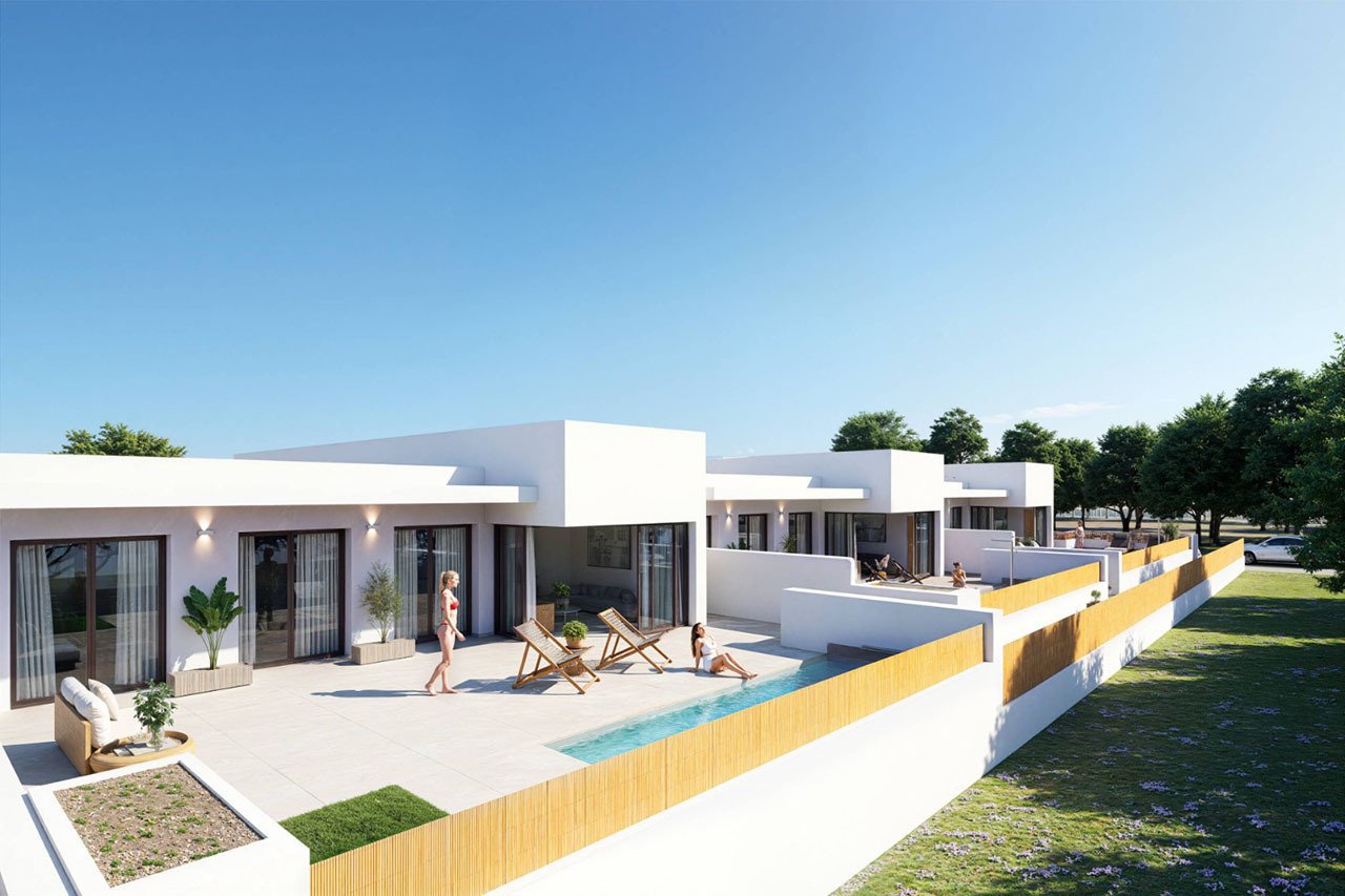 Reihenhäuser mit 3 Schlafzimmern, 2 Bädern, Dachterrasse, Vorinstallation Klimaanlage, Privatpool und Kfz-Stellplatz - 4