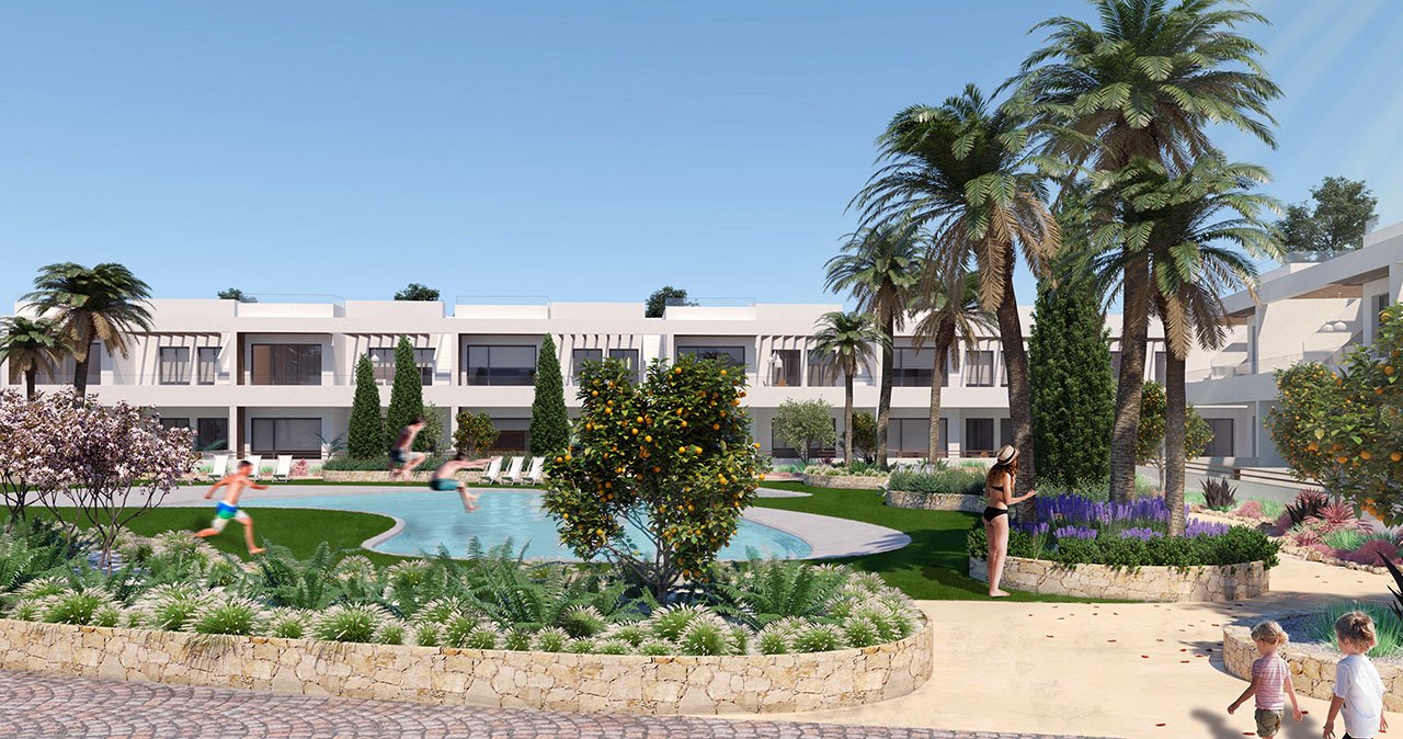 Moderne Erdgeschoss-Wohnungen mit 2 Schlafzimmern, 2 Bädern, Klimaanlage, Alarmanlage und Gemeinschaftspool nur 250 m vom Meer - 1