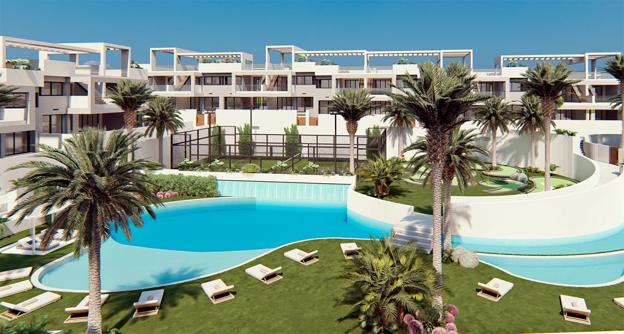 Erdgeschoss-Wohnungen mit 2 Schlafzimmern, 2 Bädern, 2 Terrassen, optionalem Tiefgaragenstellplatz und Gemeinschaftspool - 3