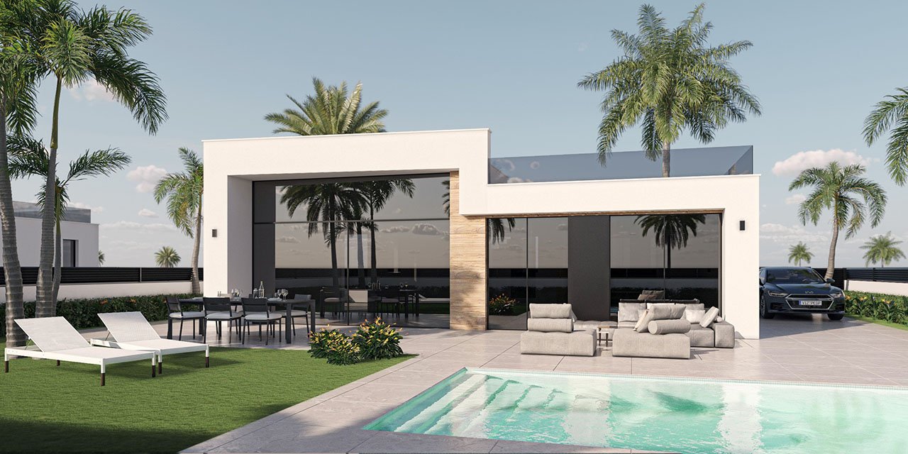 Villen mit 3 Schlafzimmern, 2 Bädern, Dachterrasse, Vorinstallation Klimaanlage und Privatpool im Condado de Alhama Golf Resort - 2