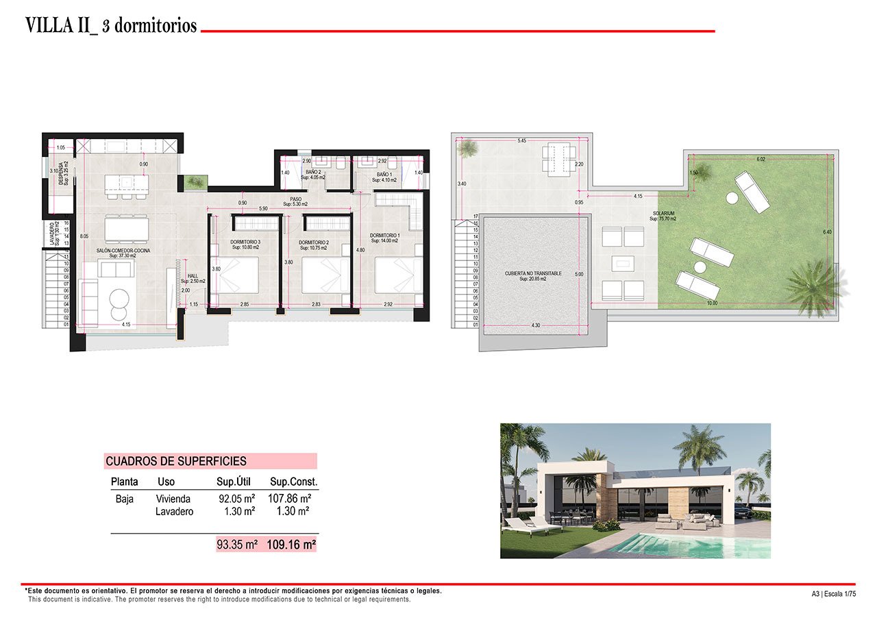 Villen mit 3 Schlafzimmern, 2 Bädern, Dachterrasse, Vorinstallation Klimaanlage und Privatpool im Condado de Alhama Golf Resort - 4