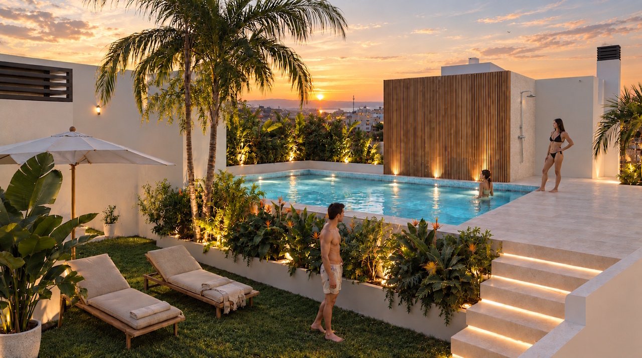 Penthouse-Wohnungen mit 2 Schlafzimmern, 2 Bädern, großer Terrasse, Vorinstallation Klimaanlage und Gemeinschaftspool nur 1 km vom Strand - 2