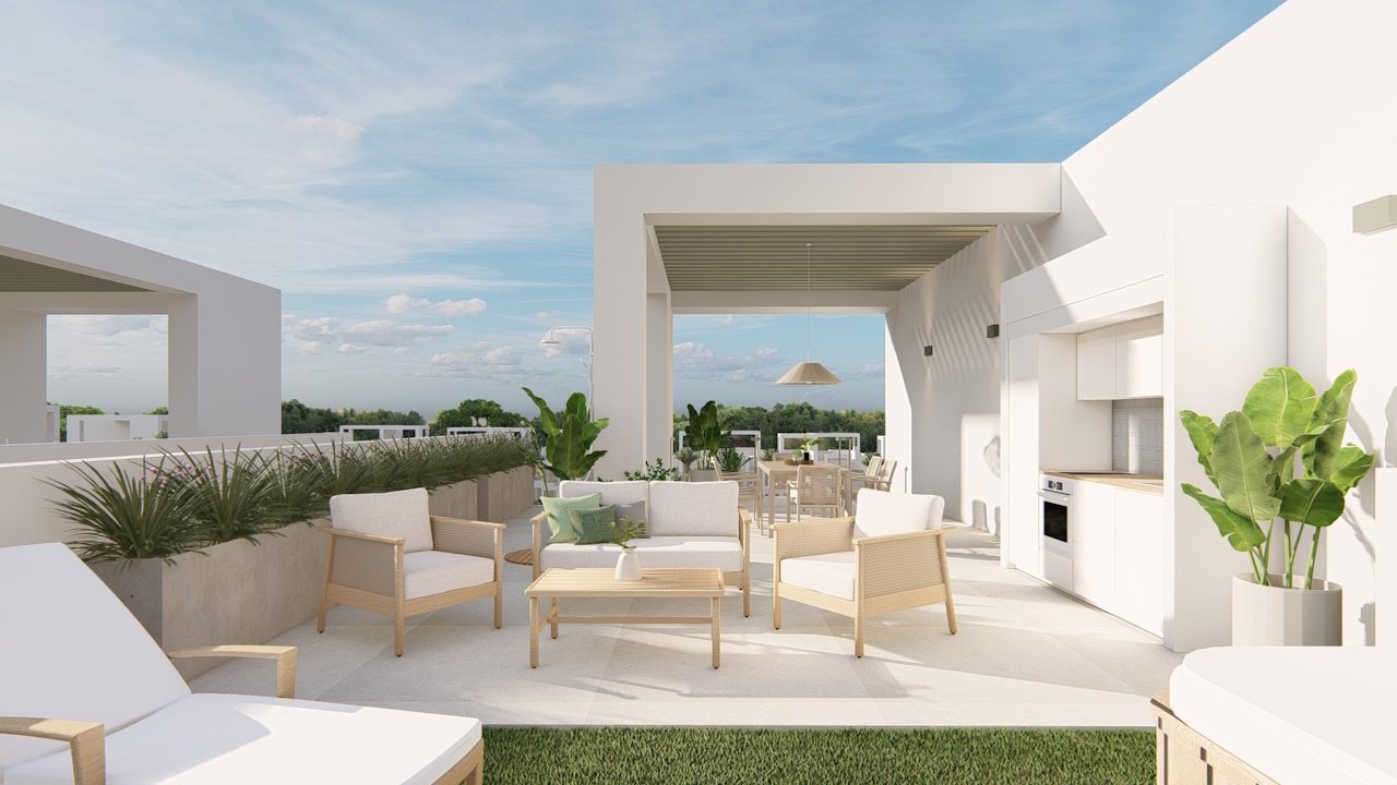 Penthouse-Wohnungen mit 2 Schlafzimmern, Tiefgaragenstellplatz und Gemeinschaftspool in einer wunderschönen Golfanlage und nur 500 m vom Strand - 23