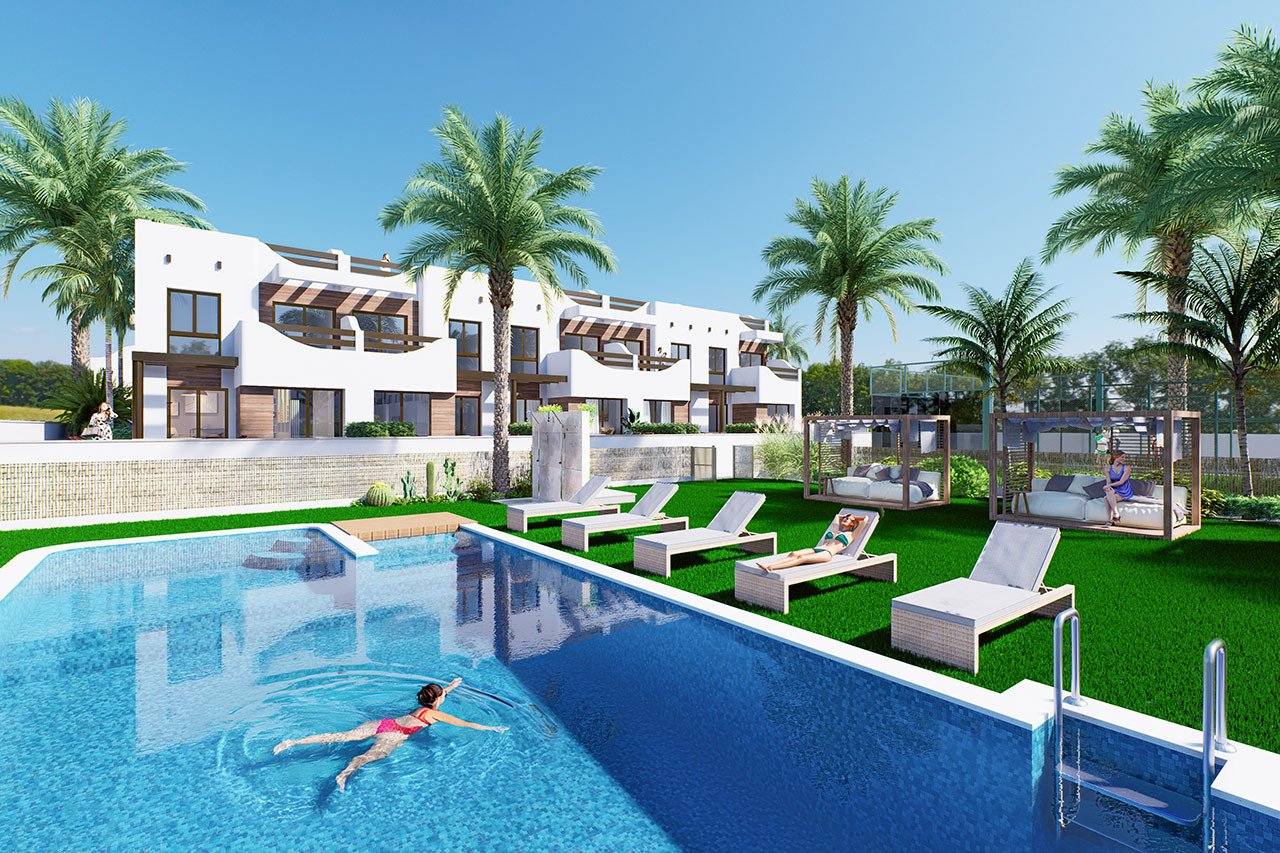 Erdgeschoss-Wohnungen mit 2 Schlafzimmern, 2 Bädern, Tiefgaragenstellplatz und Gemeinschaftspool nur 200 m vom Strand - 1