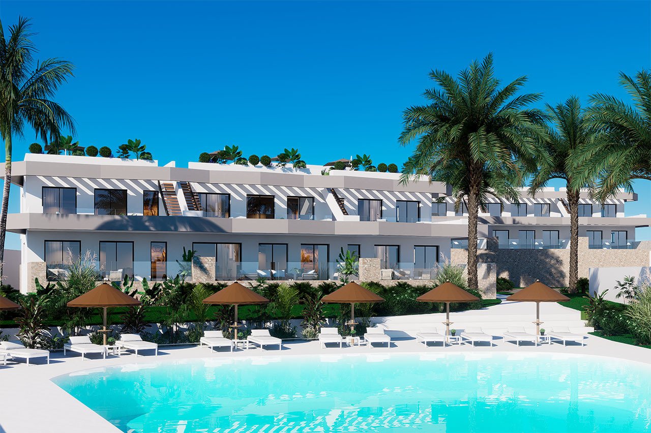 Erdgeschoss-Wohnungen mit 3 Schlafzimmern, 2 Bädern, großer Terrasse, Gemeinschaftspool und Meerblick - 1