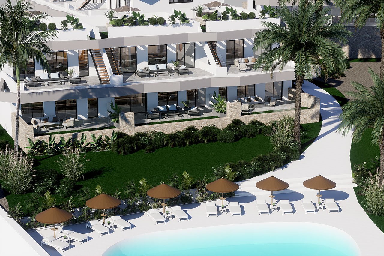 Erdgeschoss-Wohnungen mit 3 Schlafzimmern, 2 Bädern, großer Terrasse, Gemeinschaftspool und Meerblick - 2