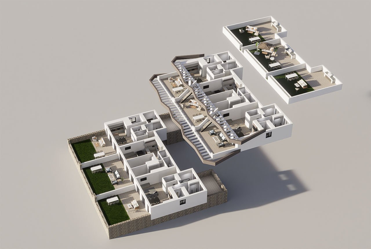 Erdgeschoss-Wohnungen mit 3 Schlafzimmern, 2 Bädern, großer Terrasse, Gemeinschaftspool und Meerblick - 12