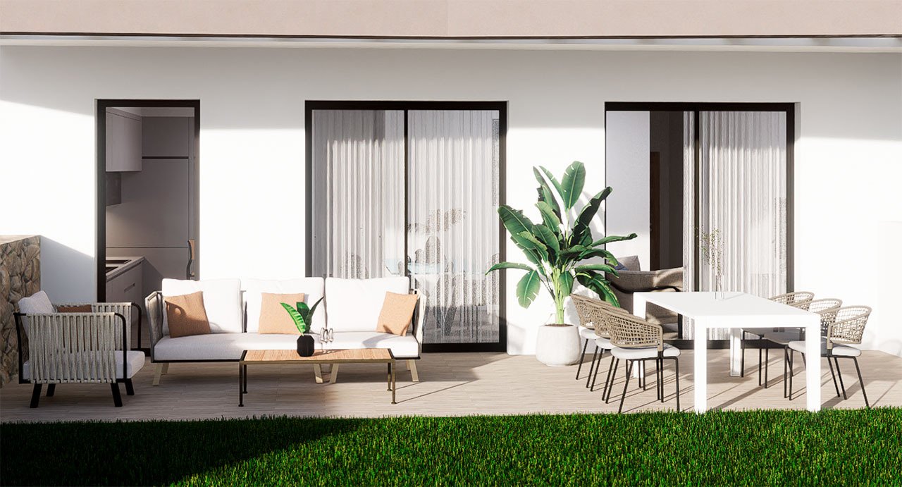 Erdgeschoss-Wohnungen mit 3 Schlafzimmern, 2 Bädern, großer Terrasse, Gemeinschaftspool und Meerblick - 9