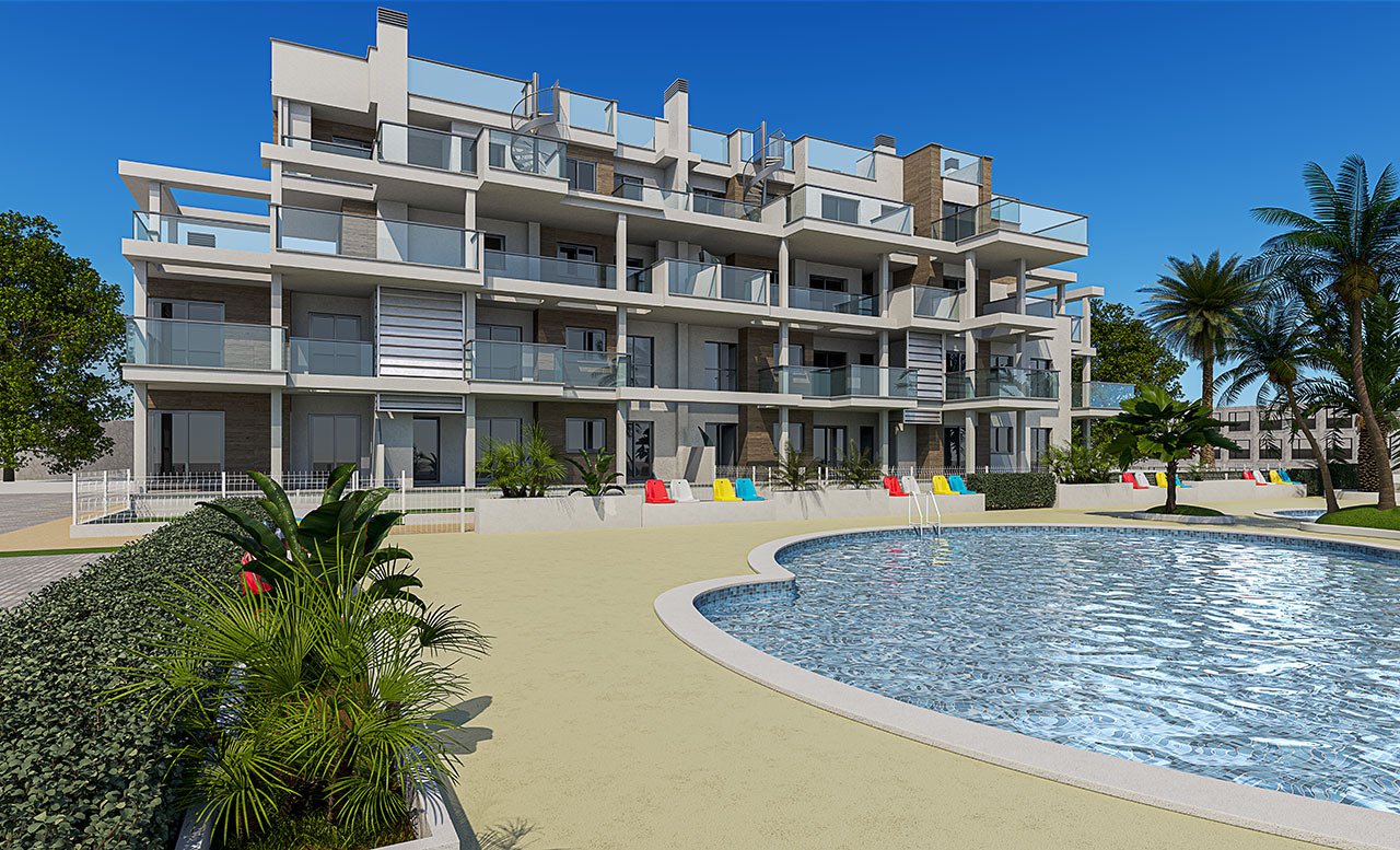 Penthouse-Wohnung mit 3 Schlafzimmern, 2 Bädern, Dachterrasse und Gemeinschaftspool nur 200 m vom Strand - 1