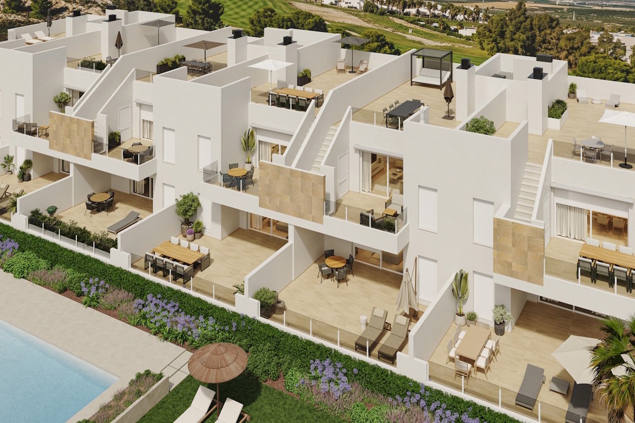Obergeschoss-Wohnungen mit 2 Schlafzimmern, 2 Bädern, Dachterrasse, Klimaanlage und Gemeinschaftspool im wunderschönen La Finca Golf Komplex - 1