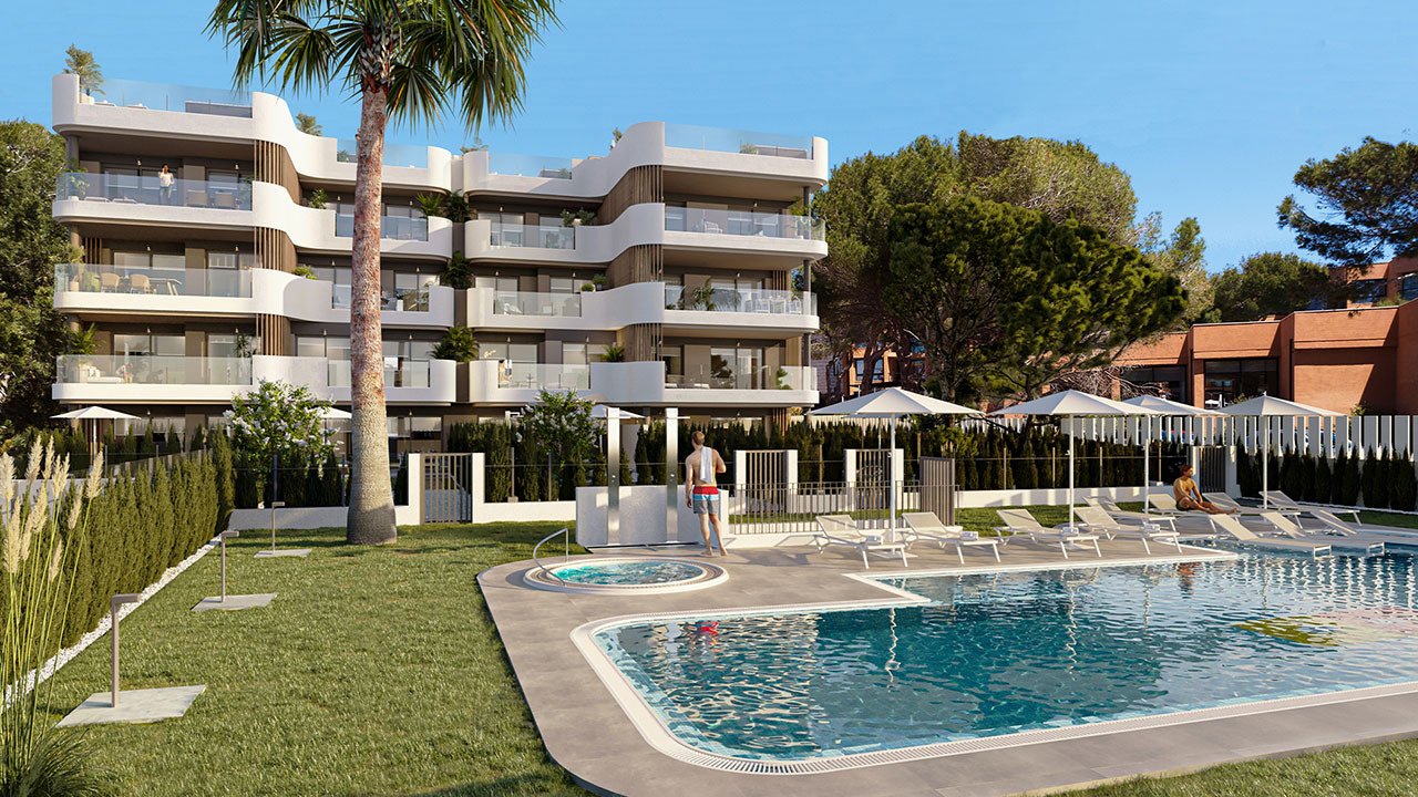 Appartements mit 2 Schlafzimmern, 2 Bädern, Fußbodenheizung in Bädern, Klimaanlage und Gemeinschaftspool nur 250 m vom Meer - 1