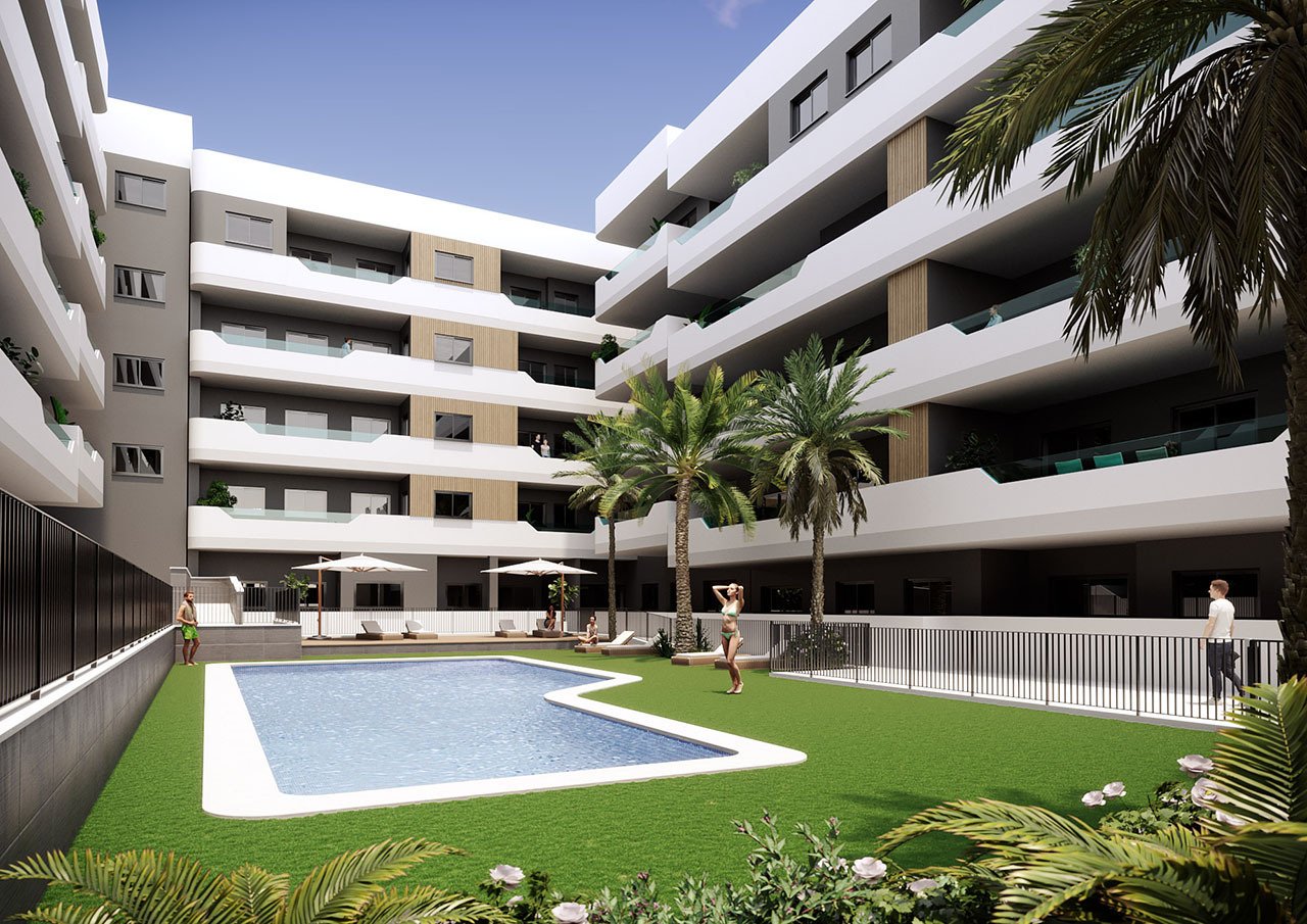 Penthouse-Wohnungen mit 2 Schlafzimmern, 2 Bädern, Dachterrasse, Vorinstallation Klimaanlage und Gemeinschaftspool nur 1 km vom Strand - 1