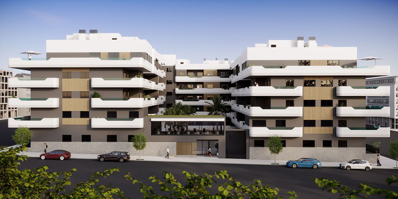 Penthouse-Wohnungen mit 2 Schlafzimmern, 2 Bädern, Dachterrasse, Vorinstallation Klimaanlage und Gemeinschaftspool nur 1 km vom Strand - 2