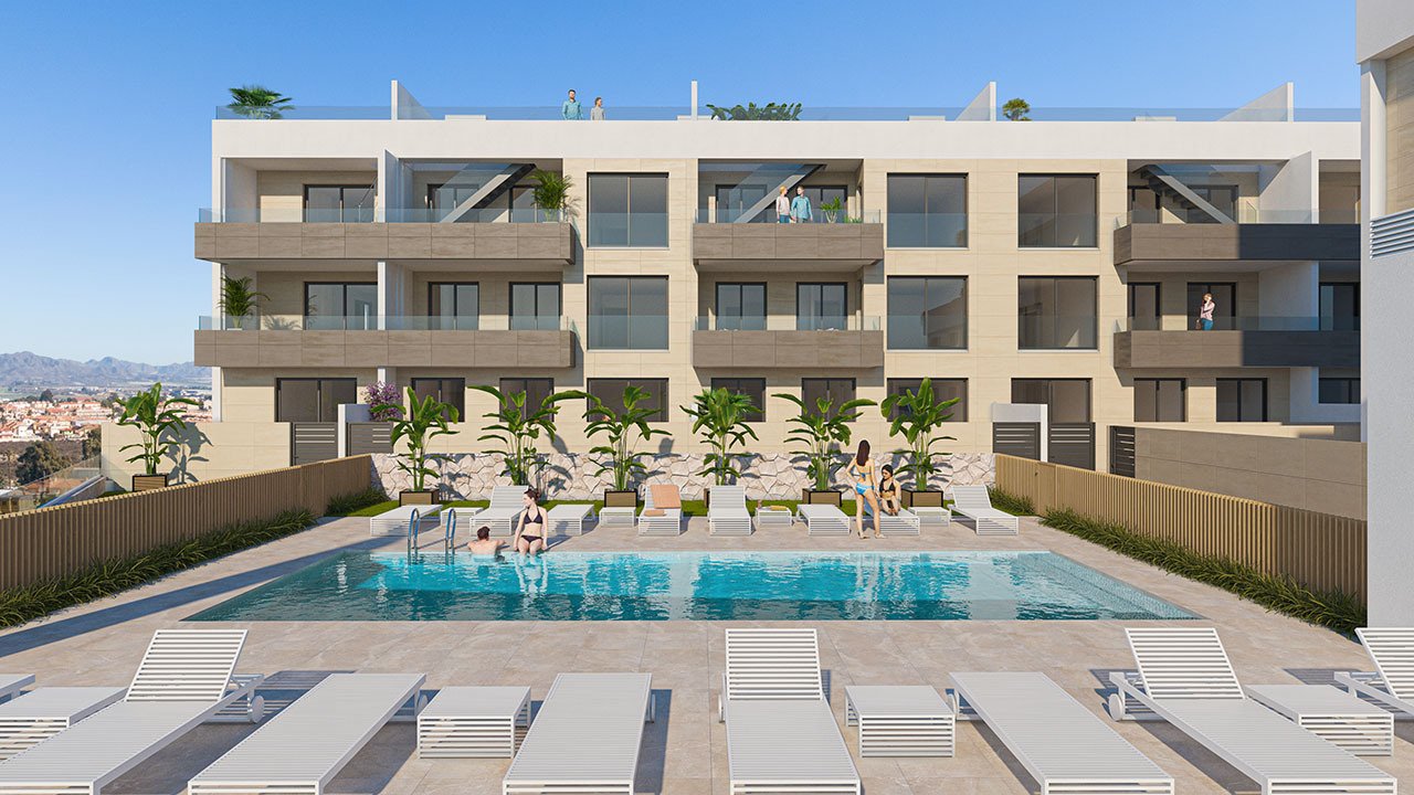 Appartements mit 3 Schlafzimmern, 2 Bädern, Tiefgaragenstellplatz und Gemeinschaftspool nur ca. 700 m vom Strand - 1