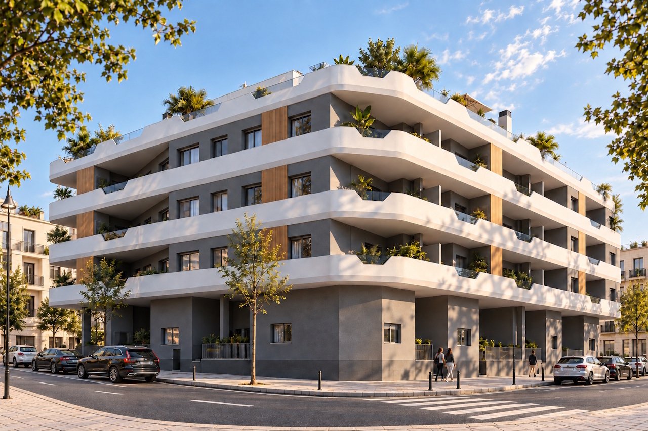 Penthouse-Wohnungen mit 1 Schlafzimmer, 1 Bad, großer Terrasse, Vorinstallation Klimaanlage und Gemeinschaftspool nur 1 km vom Strand - 5