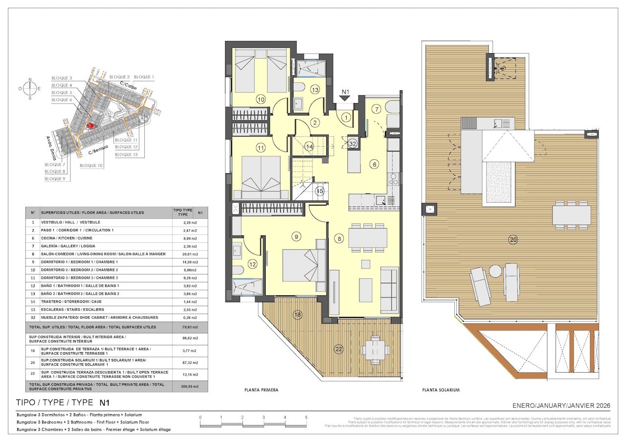 Obergeschoss-Wohnungen mit 3 Schlafzimmern, 2 Bädern, Dachterrasse, Tiefgaragenstellplatz, Gemeinschaftspools und beheizten Whirlpools - 10