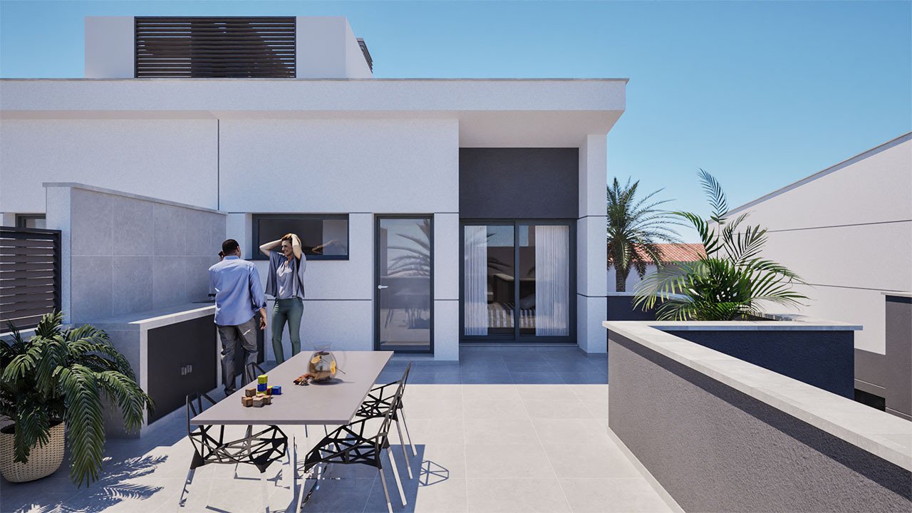Doppelhaus-Villen mit 3 Schlafzimmern, 3 Bädern, Dachterrasse, Vorinstallation Klimaanlage und Privatpool nur 100 m vom Strand - 16