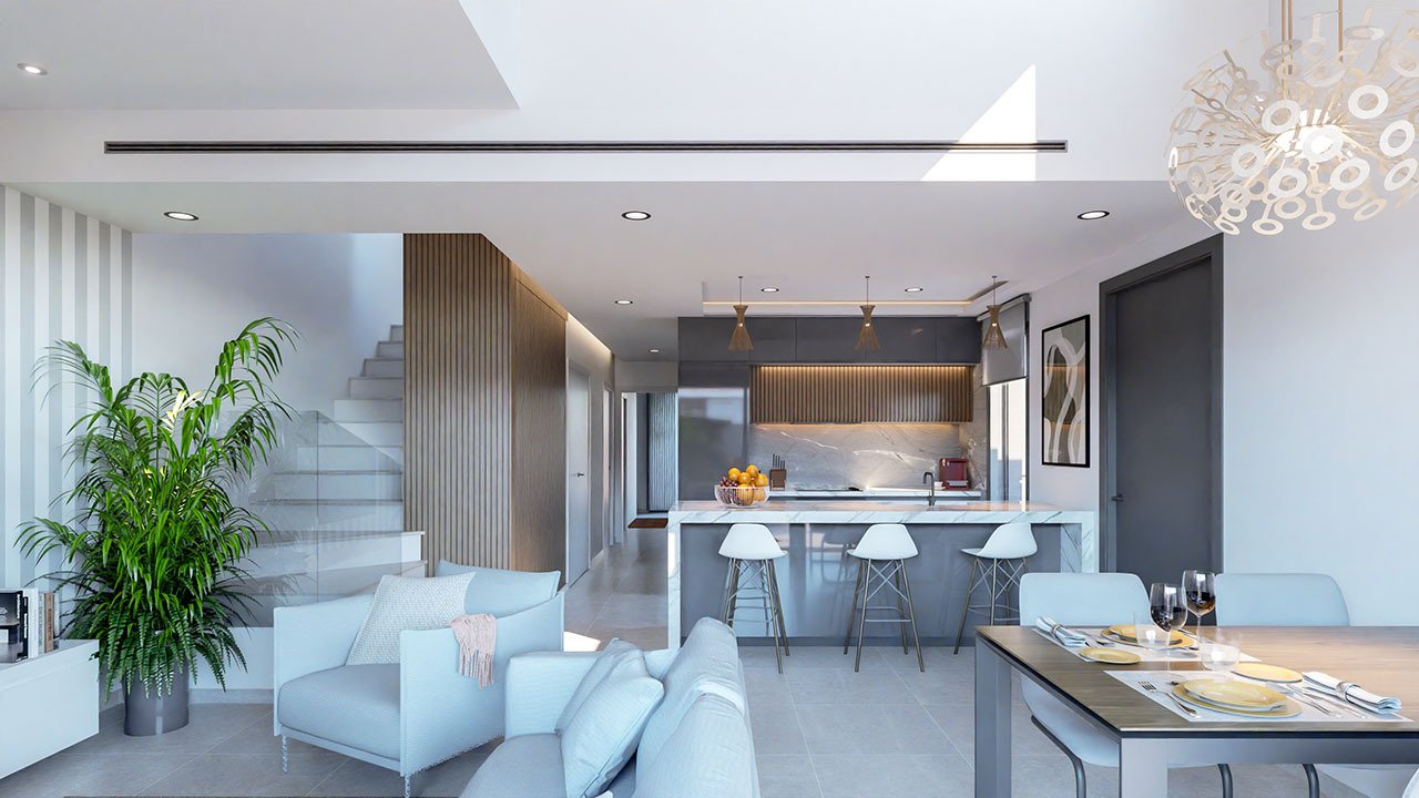 Doppelhaus-Villen mit 3 Schlafzimmern, 3 Bädern, Dachterrasse, Vorinstallation Klimaanlage und Privatpool nur 100 m vom Strand - 4