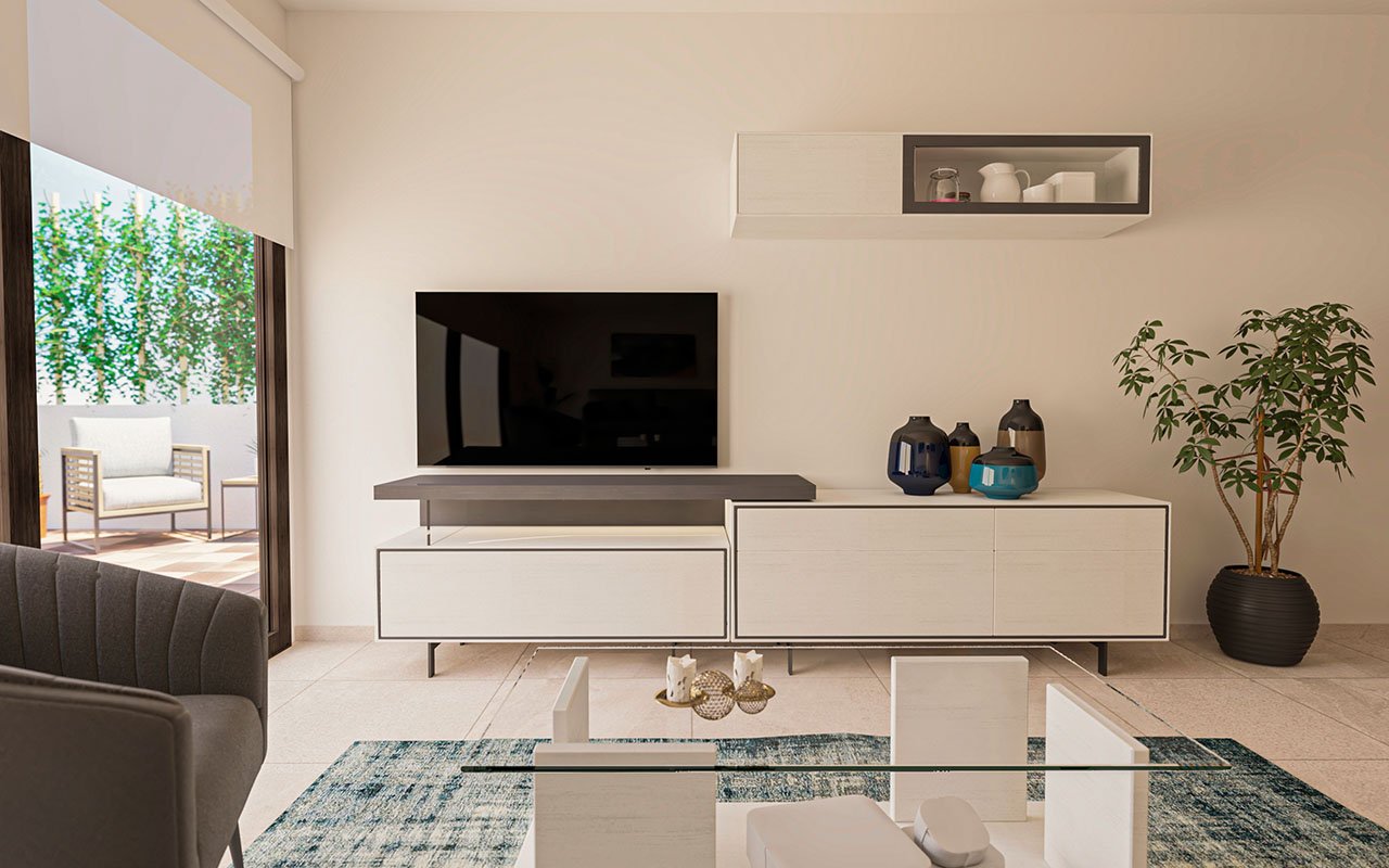 Obergeschoss-Wohnungen mit 3 Schlafzimmern, 1 Bädern, Dachterrasse, Tiefgaragenstellplatz und Gemeinschaftspool in erster Linie am Strand - 9