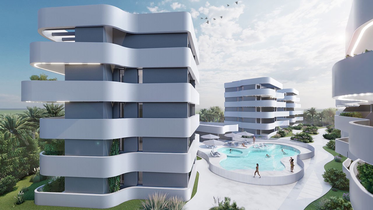 Penthouse-Wohnungen mit 2 Schlafzimmern, 2 Bädern, Klimaanlage und Einbauküchen mit Elektrogeräten in abgeschlossener Anlage mit Gemeinschaftspool - 3