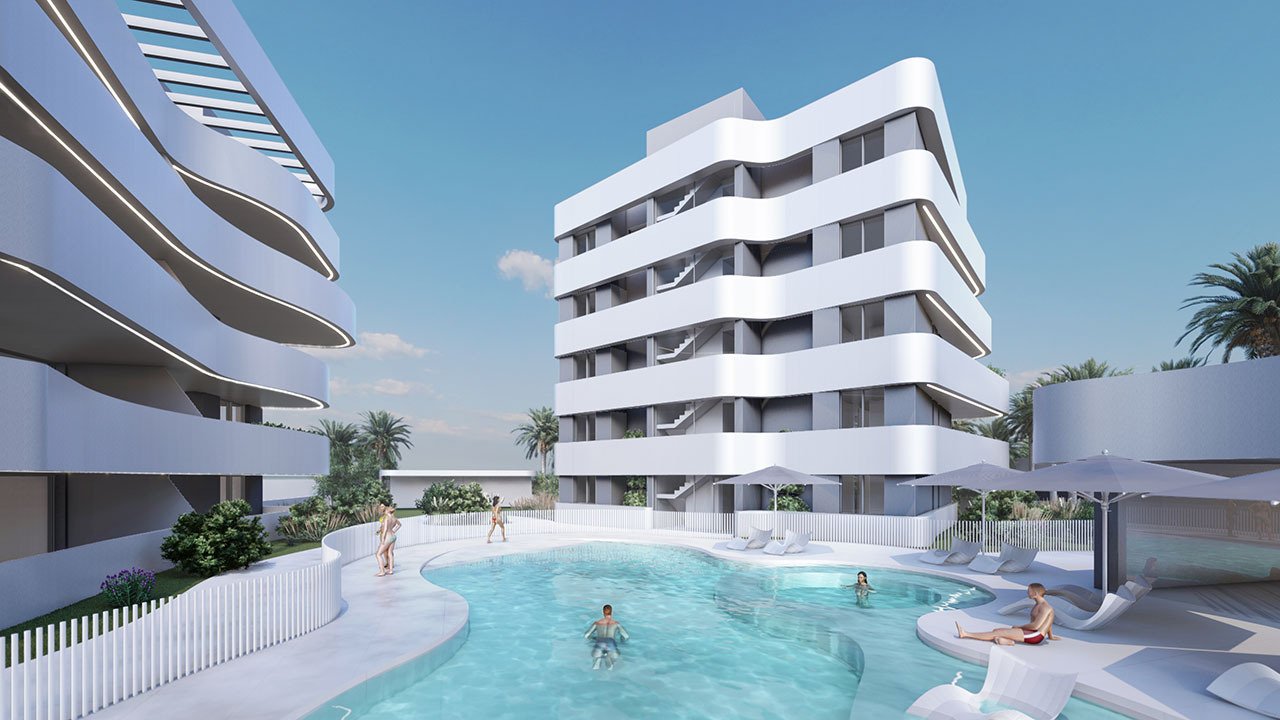 Penthouse-Wohnungen mit 2 Schlafzimmern, 2 Bädern, Klimaanlage und Einbauküchen mit Elektrogeräten in abgeschlossener Anlage mit Gemeinschaftspool - 1