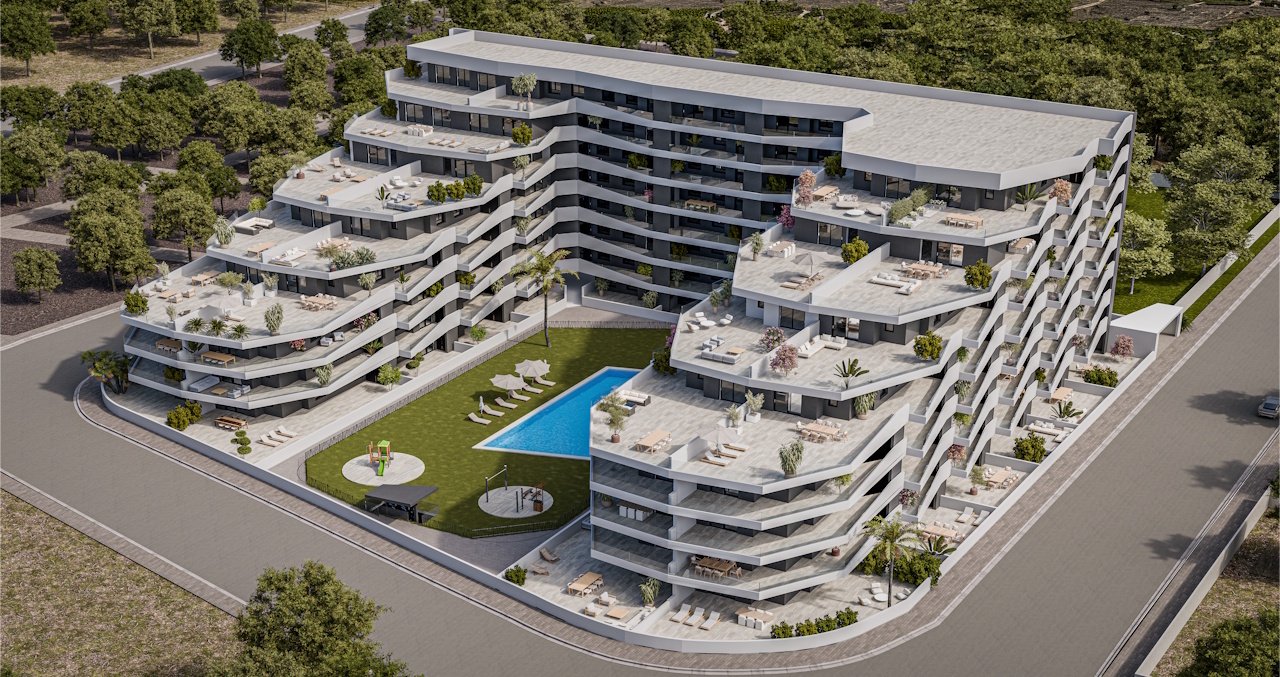 Moderne Wohnungen mit 3 Schlafzimmern, 2 Badezimmern, großer Terrasse, Tiefgaragenstellplatz und Gemeinschaftspool - 1