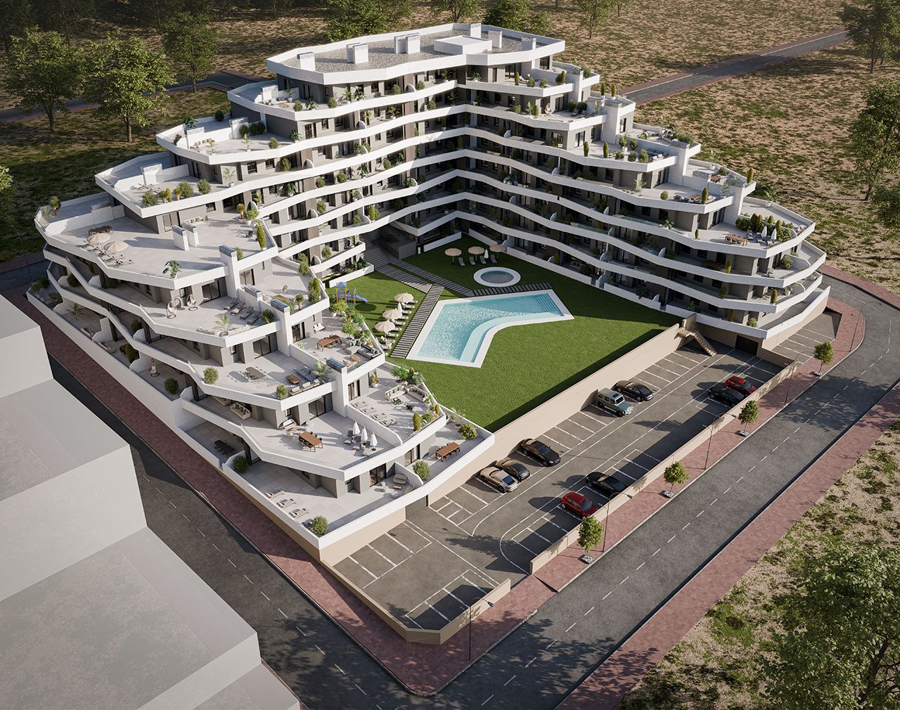 Moderne Wohnungen mit 2 Schlafzimmern, 2 Badezimmern, großer Terrasse, Kfz-Stellplatz und Gemeinschaftspool - 2