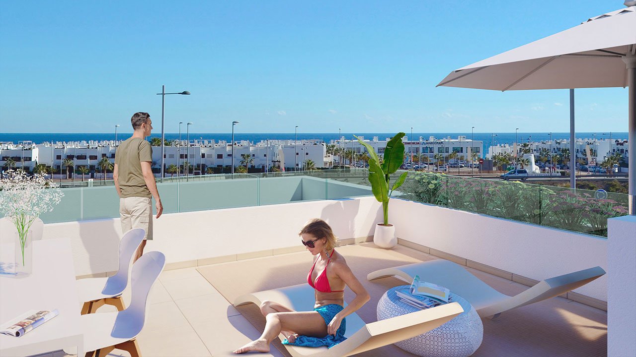 Doppelhaushälften mit 2 Schlafzimmern, 2 Bädern, Keller, Dachterrasse mit Meerblick und optionalem Privatpool nur 400 m vom Strand - 4