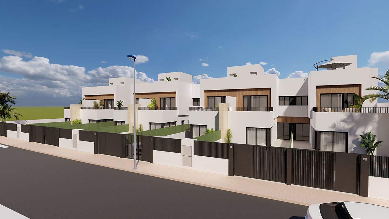 Reihenhaus-Villen mit 3 Schlafzimmern, 3 Bädern, Dachterrasse, Küchen mit Elektrogeräten, Privatpool und Kfz-Stellplatz nur 1,3 km vom Strand - 12