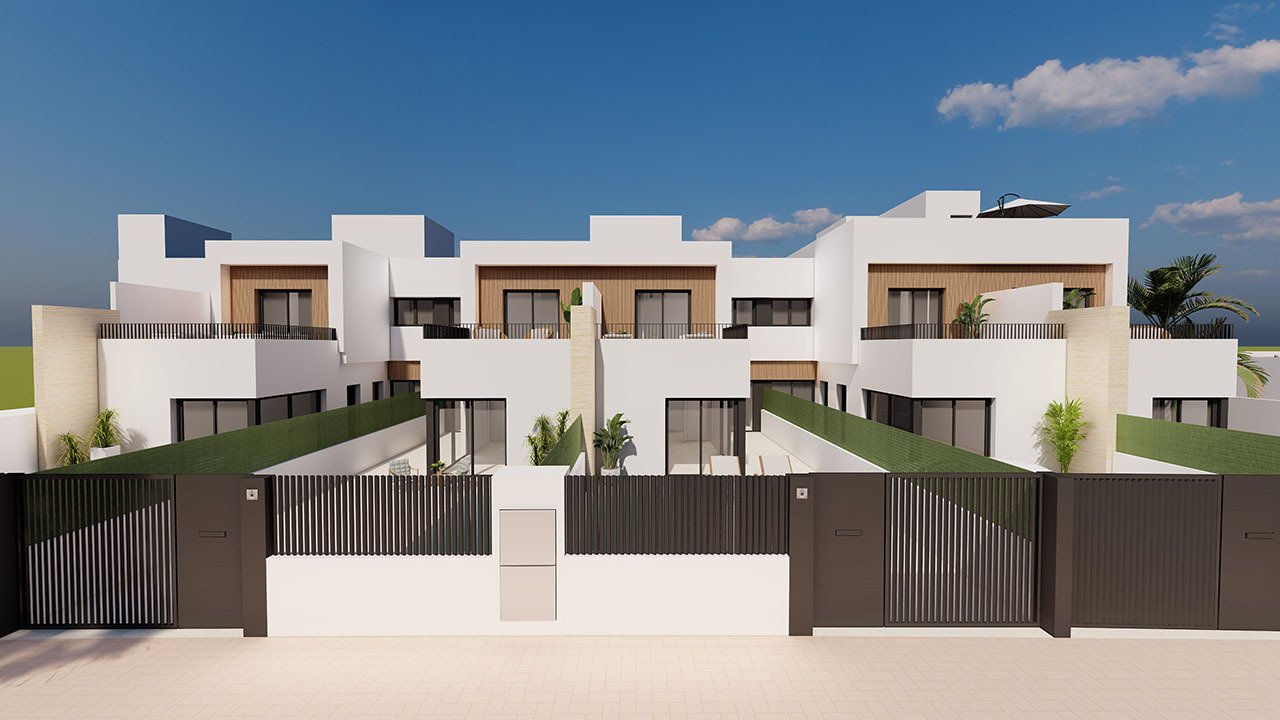 Reihenhaus-Villen mit 3 Schlafzimmern, 3 Bädern, Dachterrasse, Küchen mit Elektrogeräten, Privatpool und Kfz-Stellplatz nur 1,3 km vom Strand - 11