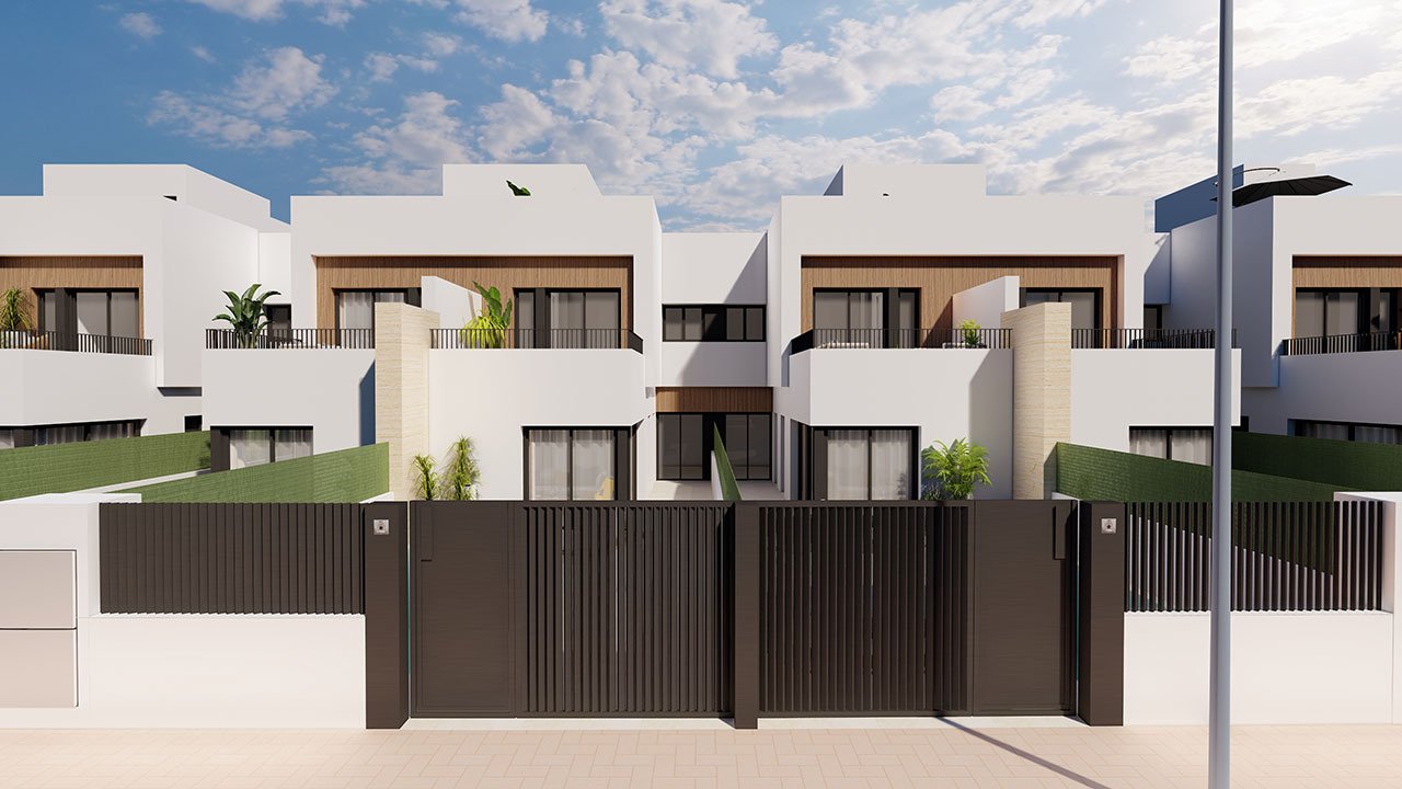 Reihenhaus-Villen mit 3 Schlafzimmern, 3 Bädern, Dachterrasse, Küchen mit Elektrogeräten, Privatpool und Kfz-Stellplatz nur 1,3 km vom Strand - 13